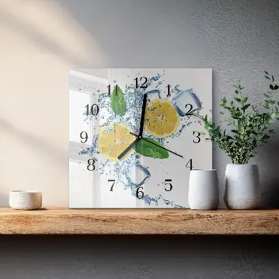 Vierkante glazen wandklok Citrus