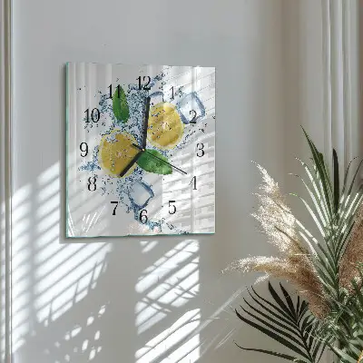 Vierkante glazen wandklok Citrus