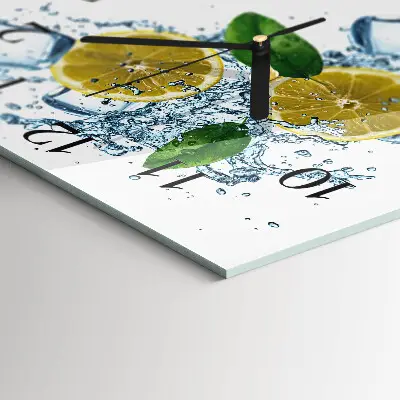 Vierkante glazen wandklok Citrus
