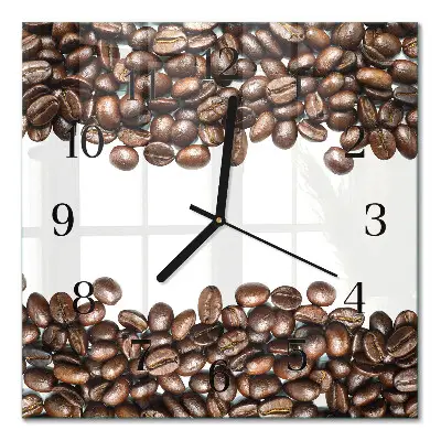 Moderne wandklok glas vierkant Koffiebonen