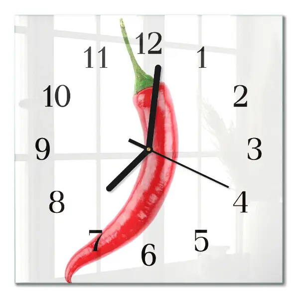Decoratieve glazen klok vierkant Chilipeper