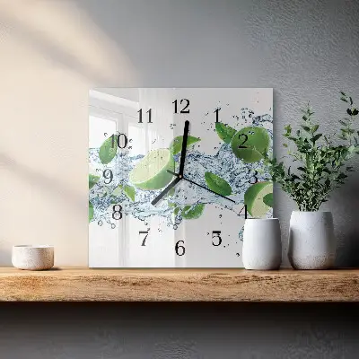 Vierkante glas klok Limoenen