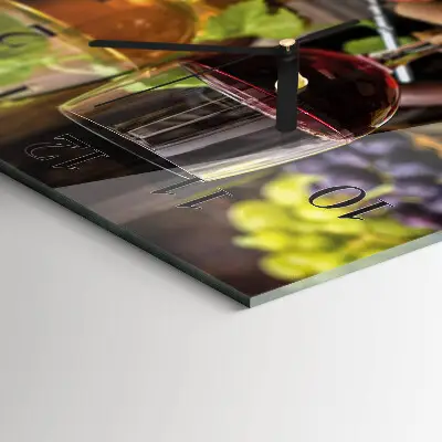 Moderne wandklok glas vierkant Een glas wijn