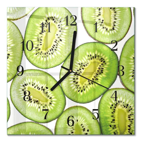 Vierkante glazen klok Kiwi