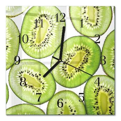 Vierkante glazen klok Kiwi