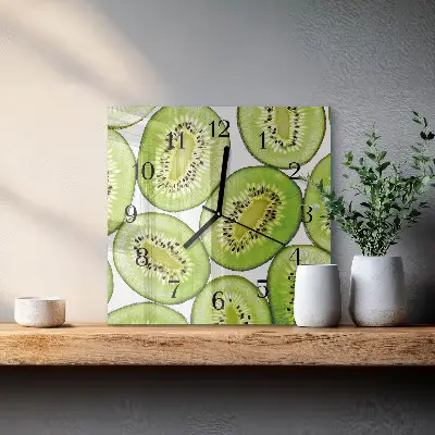 Vierkante glazen klok Kiwi