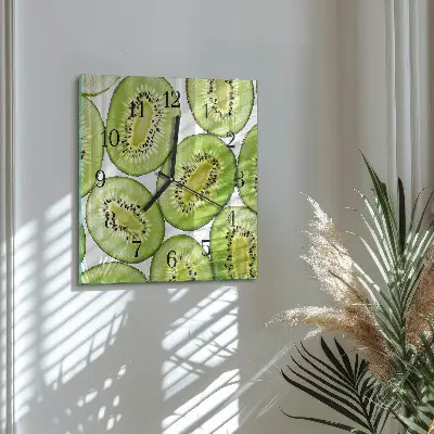 Vierkante glazen klok Kiwi