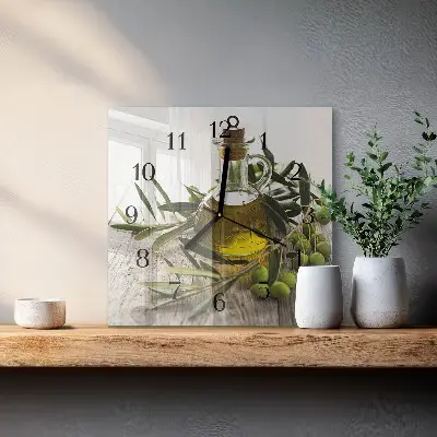 Decoratieve glazen klok vierkant Olijfolie