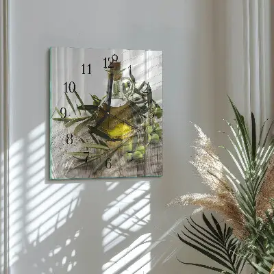 Decoratieve glazen klok vierkant Olijfolie
