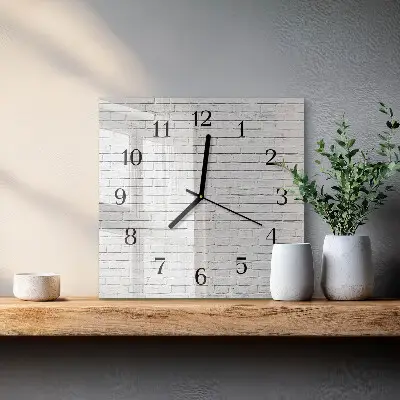 Moderne wandklok glas vierkant Bakstenen muur