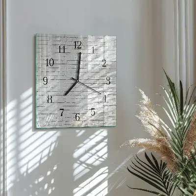 Moderne wandklok glas vierkant Bakstenen muur