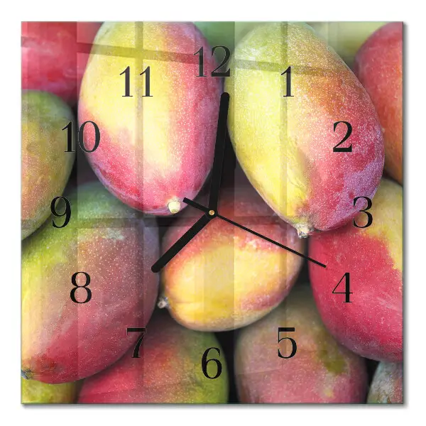 Vierkante glazen wandklok Fruit
