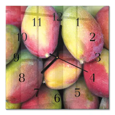 Vierkante glazen wandklok Fruit