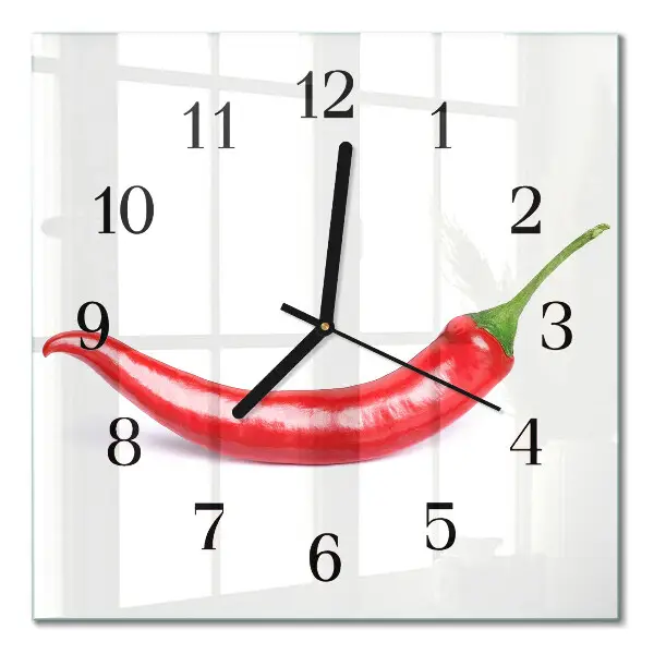 Moderne wandklok glas vierkant Chilipeper