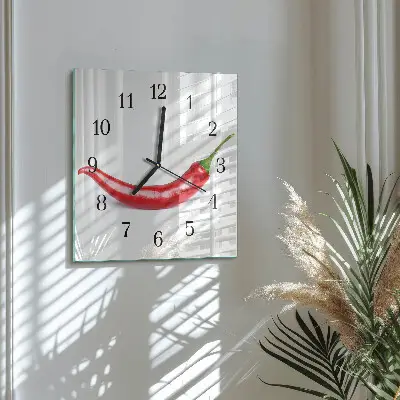 Moderne wandklok glas vierkant Chilipeper