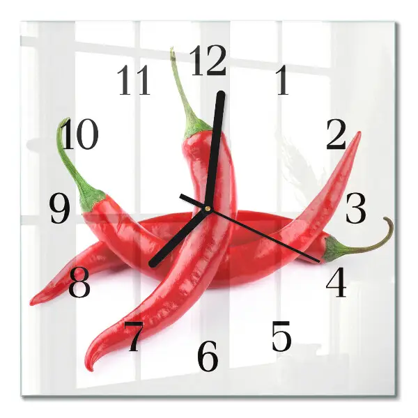 Decoratieve glazen klok vierkant Chilipepers