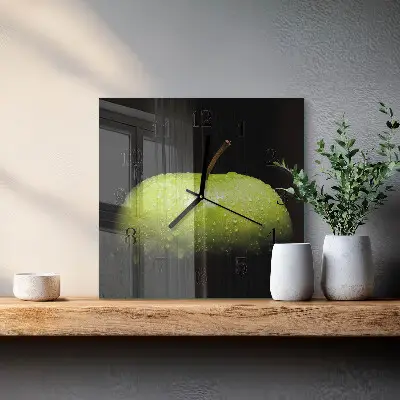Vierkante glazen wandklok Appel