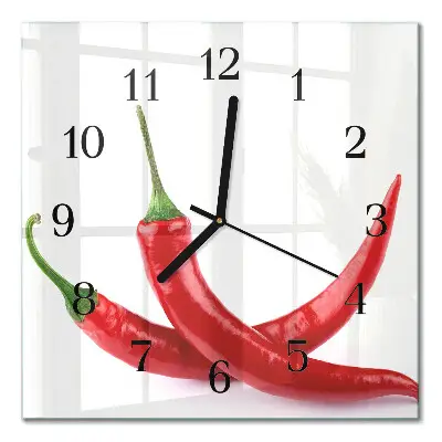 Moderne wandklok glas vierkant Chilipepers