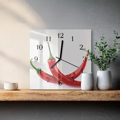 Moderne wandklok glas vierkant Chilipepers