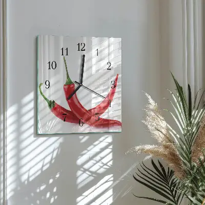 Moderne wandklok glas vierkant Chilipepers