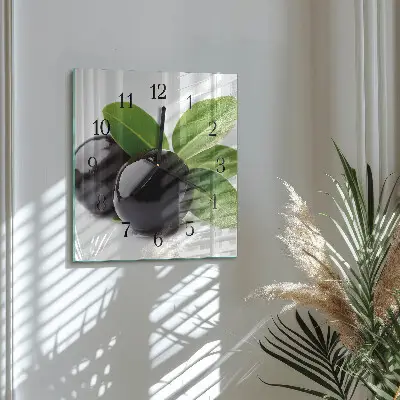 Moderne wandklok glas vierkant Olijven