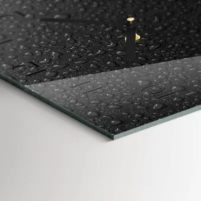Vierkante glazen klok Waterdruppels