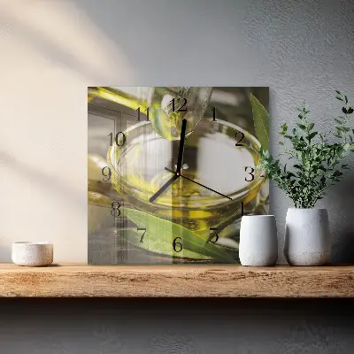 Vierkante glas klok Olijfolie