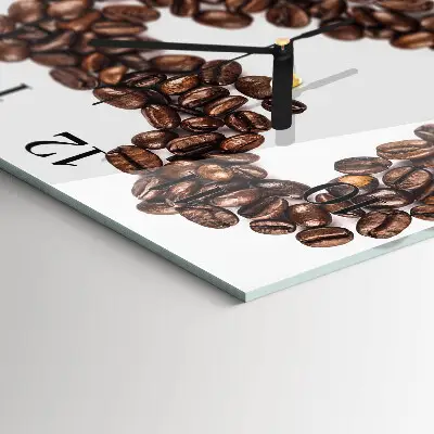 Vierkante glazen wandklok Koffiebonen