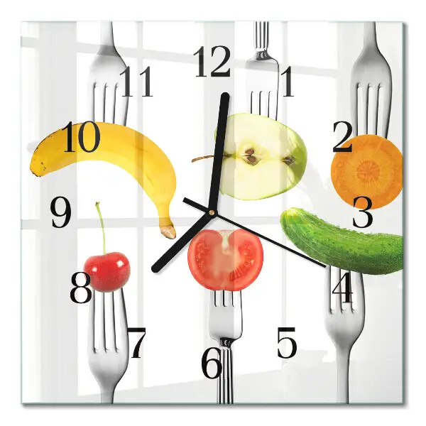 Moderne wandklok glas vierkant Fruit