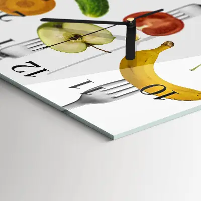 Moderne wandklok glas vierkant Fruit