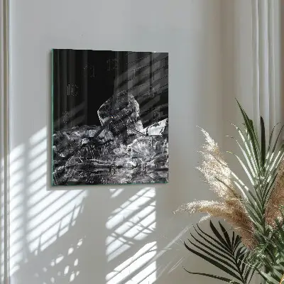 Vierkante glazen wandklok Ijsblokjes
