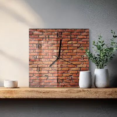 Moderne wandklok glas vierkant Bakstenen muur