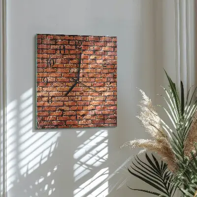 Moderne wandklok glas vierkant Bakstenen muur