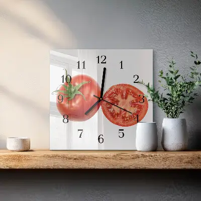 Vierkante glas klok Tomaten