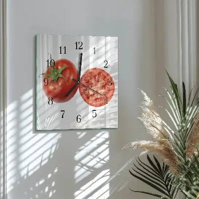 Vierkante glas klok Tomaten