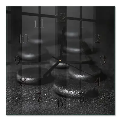 Vierkante glazen wandklok Zen-stenen