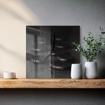 Vierkante glazen wandklok Zen-stenen