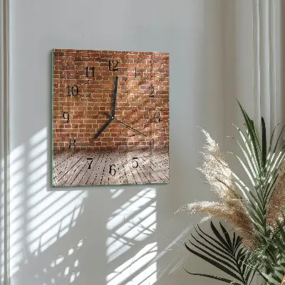 Moderne wandklok glas vierkant Bakstenen muur