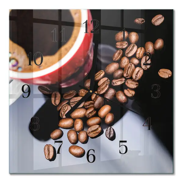 Vierkante glazen klok Een kopje koffie