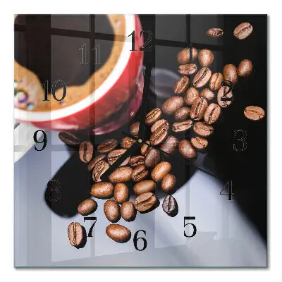 Vierkante glazen klok Een kopje koffie