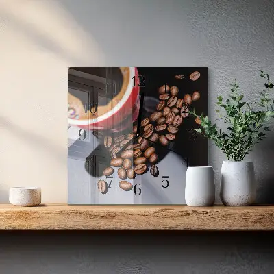 Vierkante glazen klok Een kopje koffie