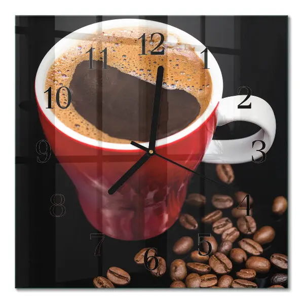 Decoratieve glazen klok vierkant Een kopje koffie