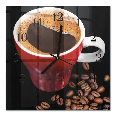 Decoratieve glazen klok vierkant Een kopje koffie