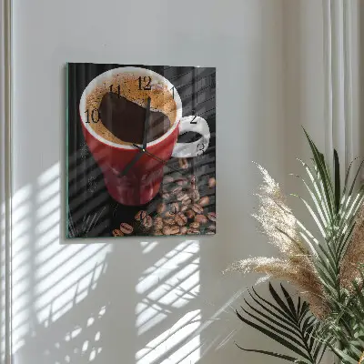 Decoratieve glazen klok vierkant Een kopje koffie