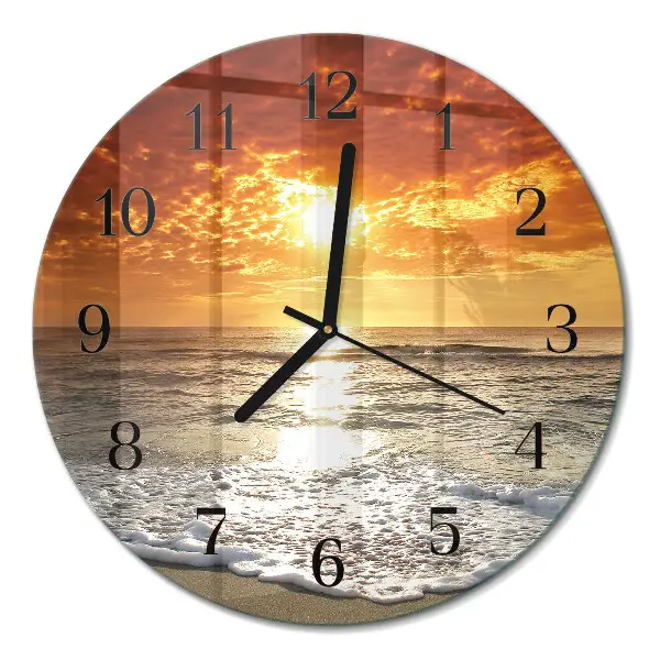 Wandklok glas decoratie rond Strand zee
