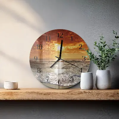 Wandklok glas decoratie rond Strand zee