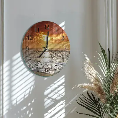 Wandklok glas decoratie rond Strand zee