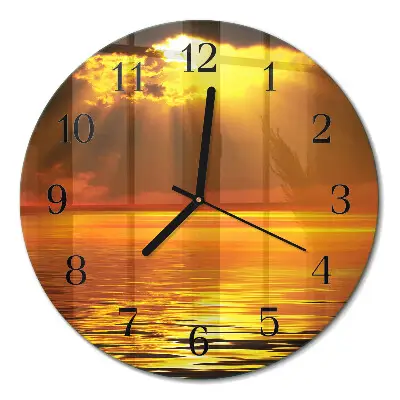 Ronde glazen klok Zonsondergang
