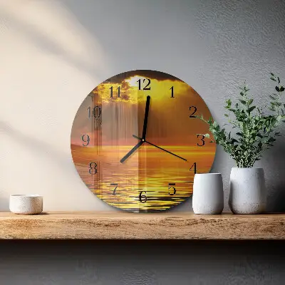 Ronde glazen klok Zonsondergang