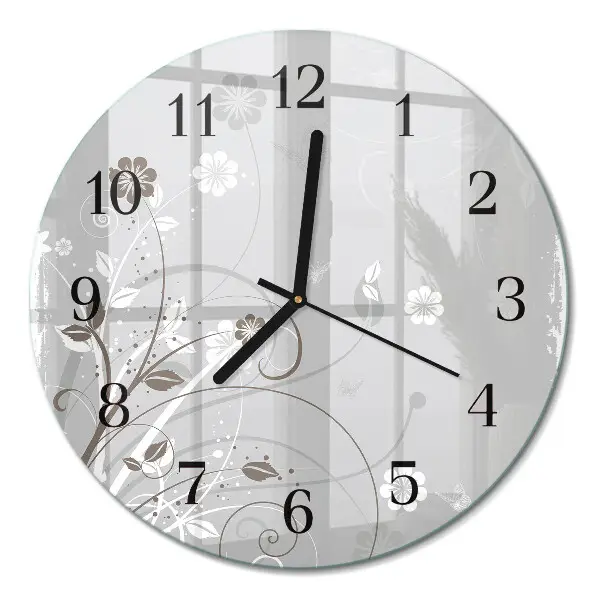 Ronde glas klok Bloemen